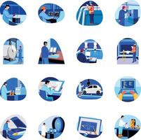 Collection of Flat Style Engineering Illustrations vector