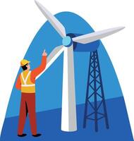 A flat style illustration of a windmill engineer vector