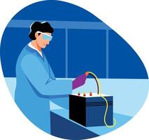 A flat style illustration of a battery engineer vector