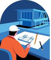A flat style illustration of a professional architect vector