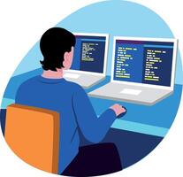 A flat style illustration of software developer vector