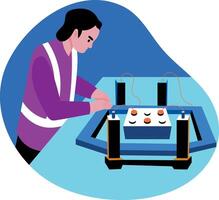 A technical engineer developing electric system, flat illustration vector