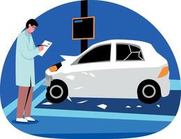 A professional engineer doing car testing, flat illustration vector