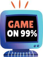 Game loading on computer device with typography, flat sticker vector