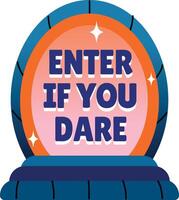 This flat sticker shows a gateway portal with typography vector