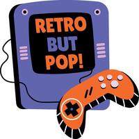 A joypad game with typography, flat sticker vector