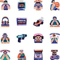 Set of Flat Gaming Characters Stickers vector