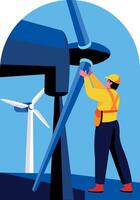 A flat style illustration a turbine engineer vector