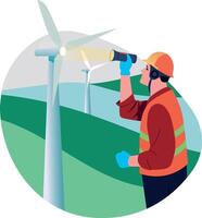 A flat style illustration of a turbine engineer vector