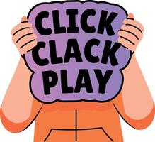 Flat sticker with typography of click play vector