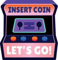 Flat sticker showing a retro arcade vector