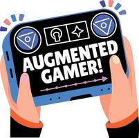 Augmented gaming technology sticker in flat style vector