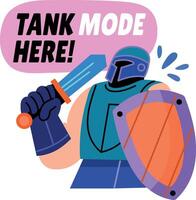 Flat sticker showing defender player holding a sword vector