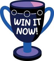 Flat sticker showing a trophy cup with typography vector