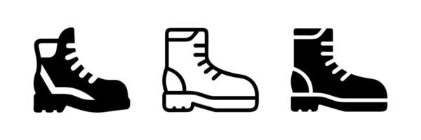 hiking boot icons for outdoor or adventure projects. Scalable and editable for posters travel guides or nature designs vector
