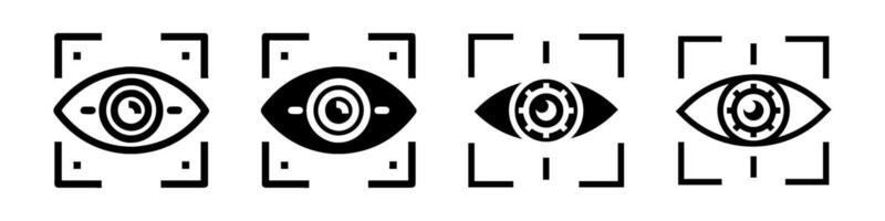 Set of eye scan icons for security or biometric projects. Scalable and editable for tech designs posters or futuristic themed applications vector