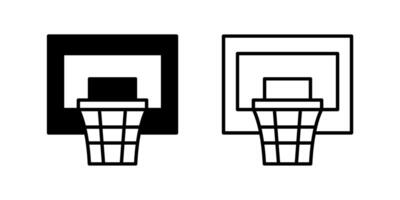 A minimalist icon set showcasing basketball hoops, suitable for sports and fitness projects. vector