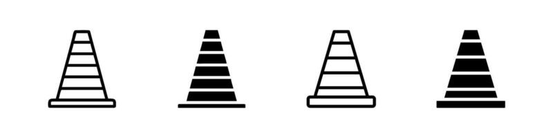 Road Cone Traffic Icon Set vector