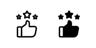 A minimalist icon set featuring five stars and thumb-up symbols, perfect for reviews and ratings. vector