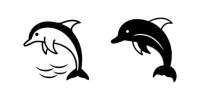 Set of dolphin icons for ocean or wildlife projects. Scalable and editable for posters educational materials or marine themed designs. vector