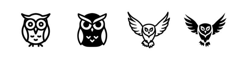 owl icons for wildlife or wisdom themed projects. Scalable and editable for posters educational materials or nature designs. vector