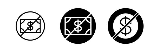 No Dollar Sign Icon set vector