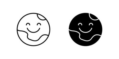 Smiling Planet Line and Glyph Icon Collection vector