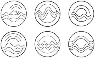 Abstract Line Art Wave set Designs vector