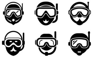Diver Mask Icon Set design black color vector