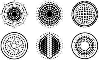 simple circular designs with halftone patterns vector