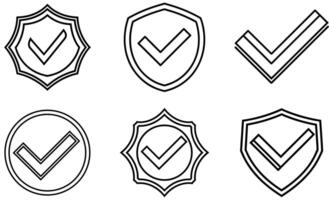 Shield and Checkmark Icons set design vector