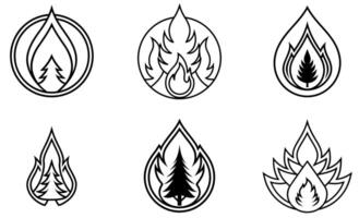 featuring a tree and flames set vector