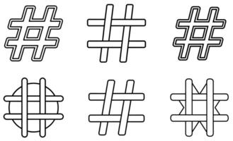 Hash Tag Geometric Pattern icon set vector