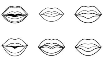 Lips line art Icon Set vector