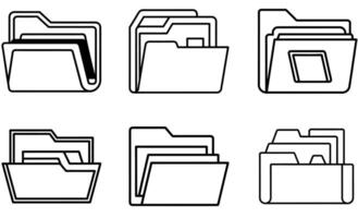 folder icon bundle collection line art set vector