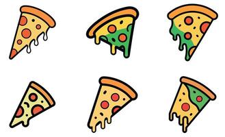 Pizza Slice Icon Set, Colorful Line Art design vector