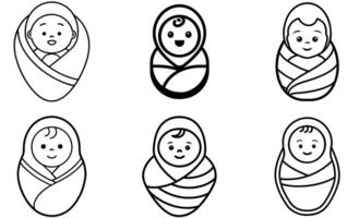 Baby Swaddle Icons with Smiling Faces design vector