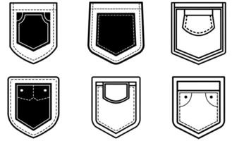 Jeans Pocket Icon Set vector