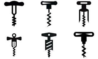 various types of wine corkscrews. vector