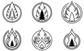featuring a tree and flames. vector