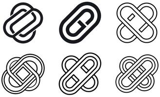 Linked Shape Icons set vector
