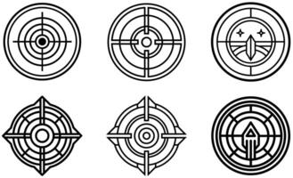 Line art target icon bundle vector