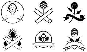 Sunflower and Banner Emblem set vector