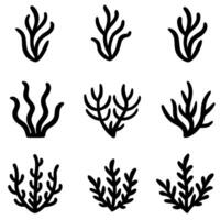 Seaweed and Coral Plant Icon set design vector