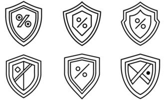 Shield Icon Designs with Percentage set design vector