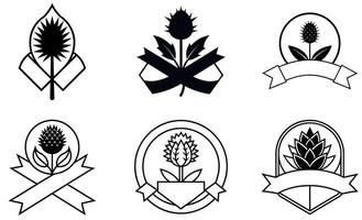 Sunflower and Banner Emblem design vector