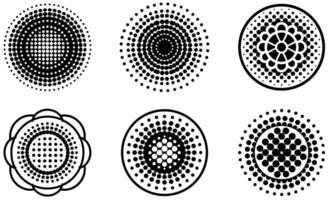 circular designs with halftone patterns vector