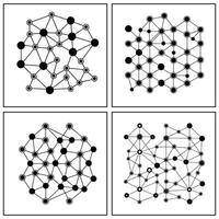four black and white images of a network of dots vector
