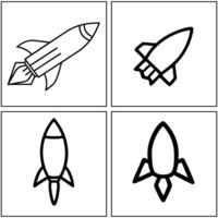 Minimalist Rocket Icons Set Monochrome Space Exploration Graphics vector