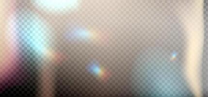 Rainbow reflection highlight. Glittering overlay for social media backgrounds, product presentations, photo shots. Glare dispersion from water and glass. Layered vector